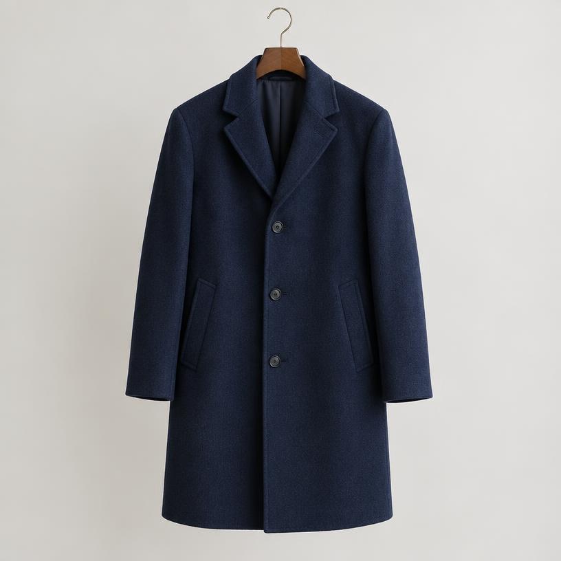 Navy Wool Overcoat